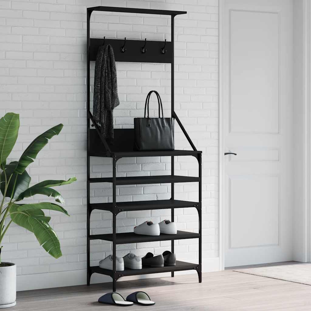vidaXL Clothes Rack with Shoe Storage Black 70x34x184 cm 1