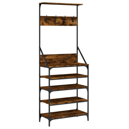 vidaXL Clothes Rack with Shoe Storage Smoked Oak 70x34x184 cm 2