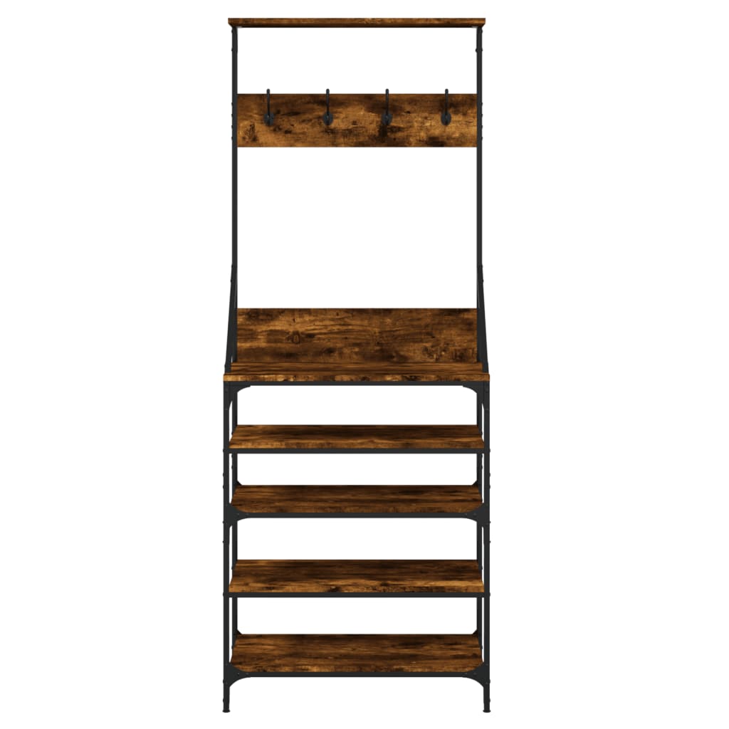 vidaXL Clothes Rack with Shoe Storage Smoked Oak 70x34x184 cm 4