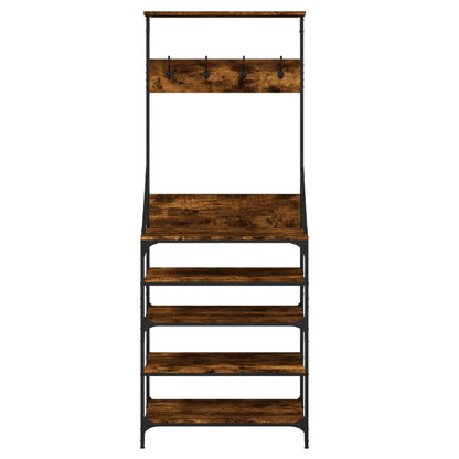 vidaXL Clothes Rack with Shoe Storage Smoked Oak 70x34x184 cm 4