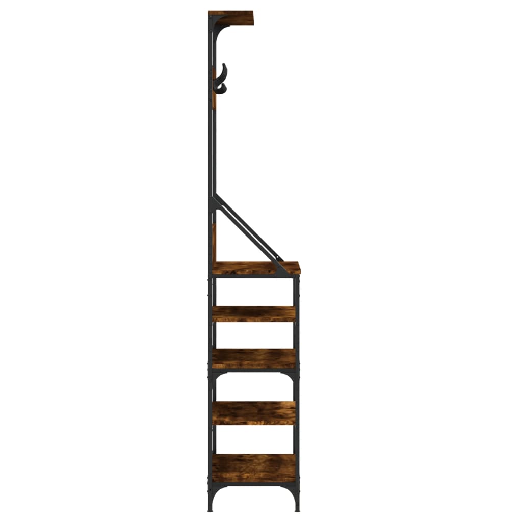 vidaXL Clothes Rack with Shoe Storage Smoked Oak 70x34x184 cm 5