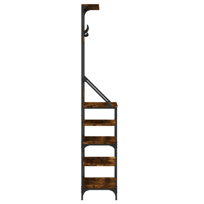 vidaXL Clothes Rack with Shoe Storage Smoked Oak 70x34x184 cm 5