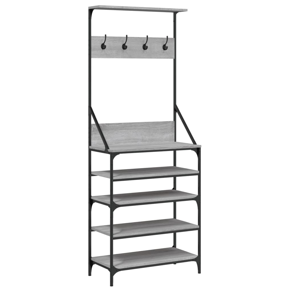 vidaXL Clothes Rack with Shoe Storage Grey Sonoma 70x34x184 cm 2