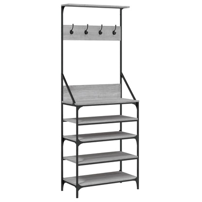 vidaXL Clothes Rack with Shoe Storage Grey Sonoma 70x34x184 cm 2