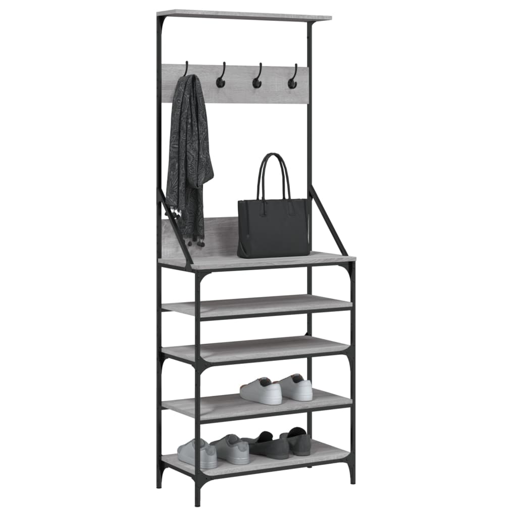 vidaXL Clothes Rack with Shoe Storage Grey Sonoma 70x34x184 cm 3