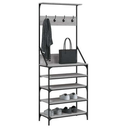 vidaXL Clothes Rack with Shoe Storage Grey Sonoma 70x34x184 cm 3