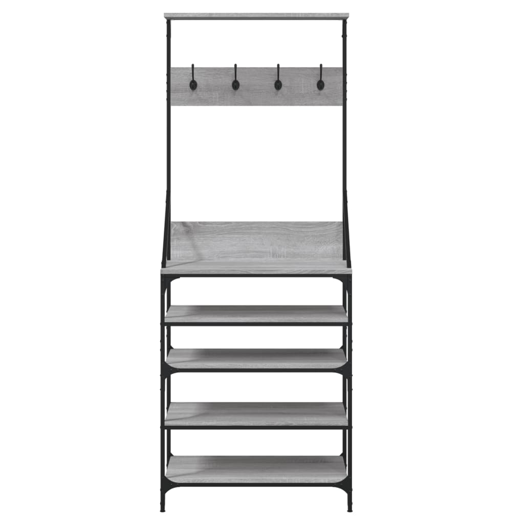 vidaXL Clothes Rack with Shoe Storage Grey Sonoma 70x34x184 cm 4