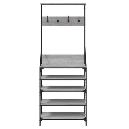 vidaXL Clothes Rack with Shoe Storage Grey Sonoma 70x34x184 cm 4