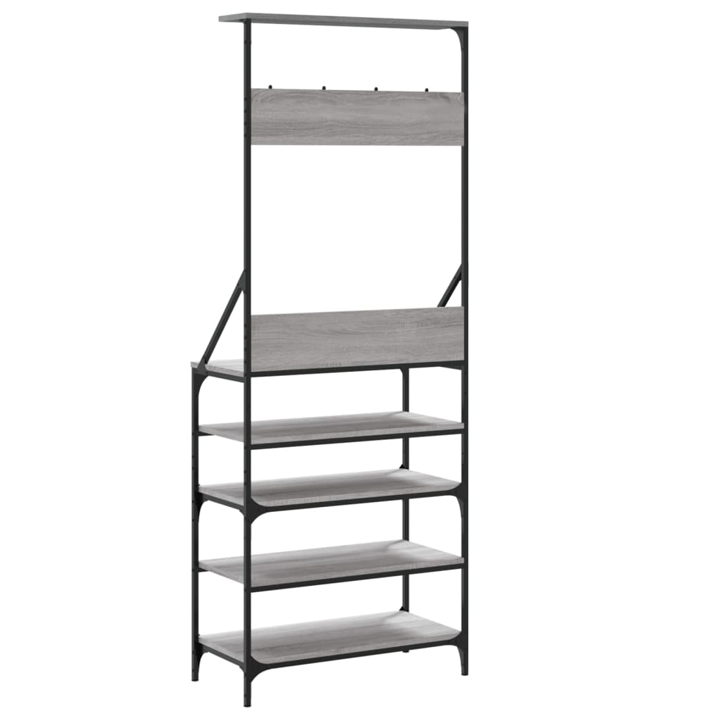 vidaXL Clothes Rack with Shoe Storage Grey Sonoma 70x34x184 cm 6