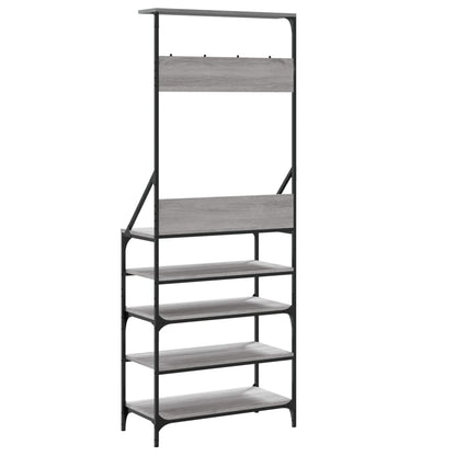 vidaXL Clothes Rack with Shoe Storage Grey Sonoma 70x34x184 cm 6
