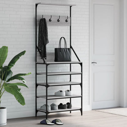 vidaXL Clothes Rack with Shoe Storage Grey Sonoma 70x34x184 cm 1