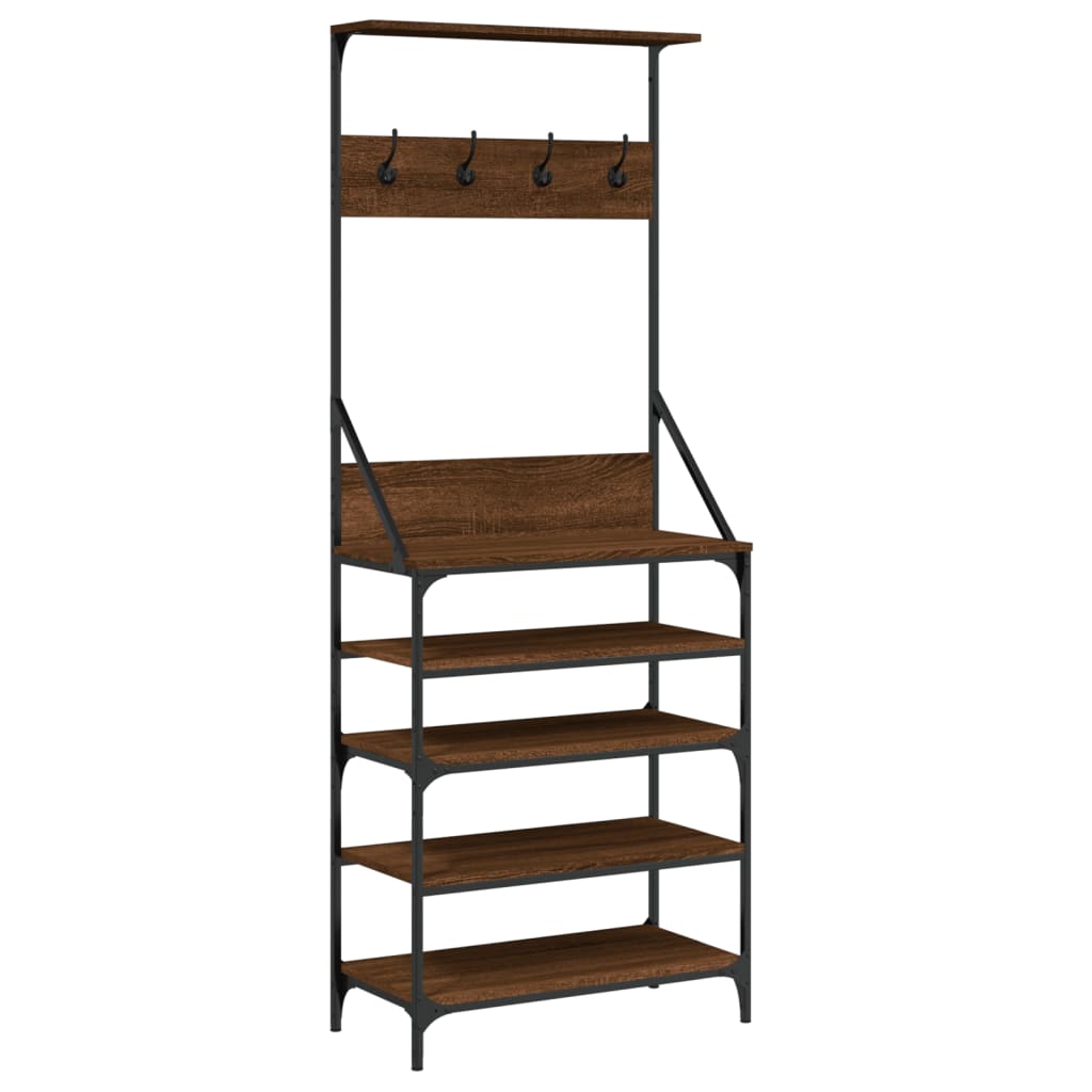 vidaXL Clothes Rack with Shoe Storage Brown Oak 70x34x184 cm 2
