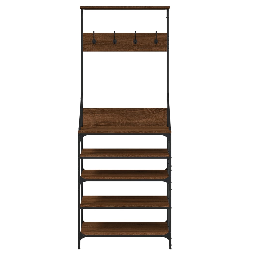 vidaXL Clothes Rack with Shoe Storage Brown Oak 70x34x184 cm 4