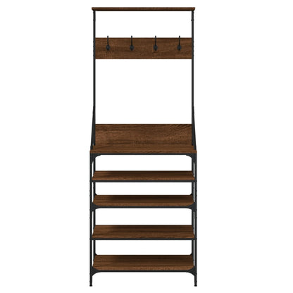 vidaXL Clothes Rack with Shoe Storage Brown Oak 70x34x184 cm 4