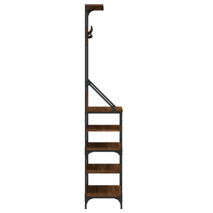 vidaXL Clothes Rack with Shoe Storage Brown Oak 70x34x184 cm 5
