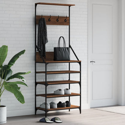 vidaXL Clothes Rack with Shoe Storage Brown Oak 70x34x184 cm 1