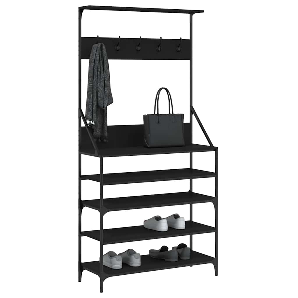vidaXL Clothes Rack with Shoe Storage Black 90x34x184 cm 3