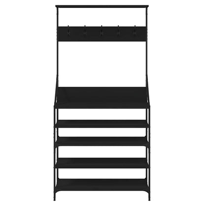 vidaXL Clothes Rack with Shoe Storage Black 90x34x184 cm 4