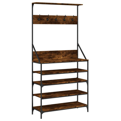vidaXL Clothes Rack with Shoe Storage Smoked Oak 90x34x184 cm 2
