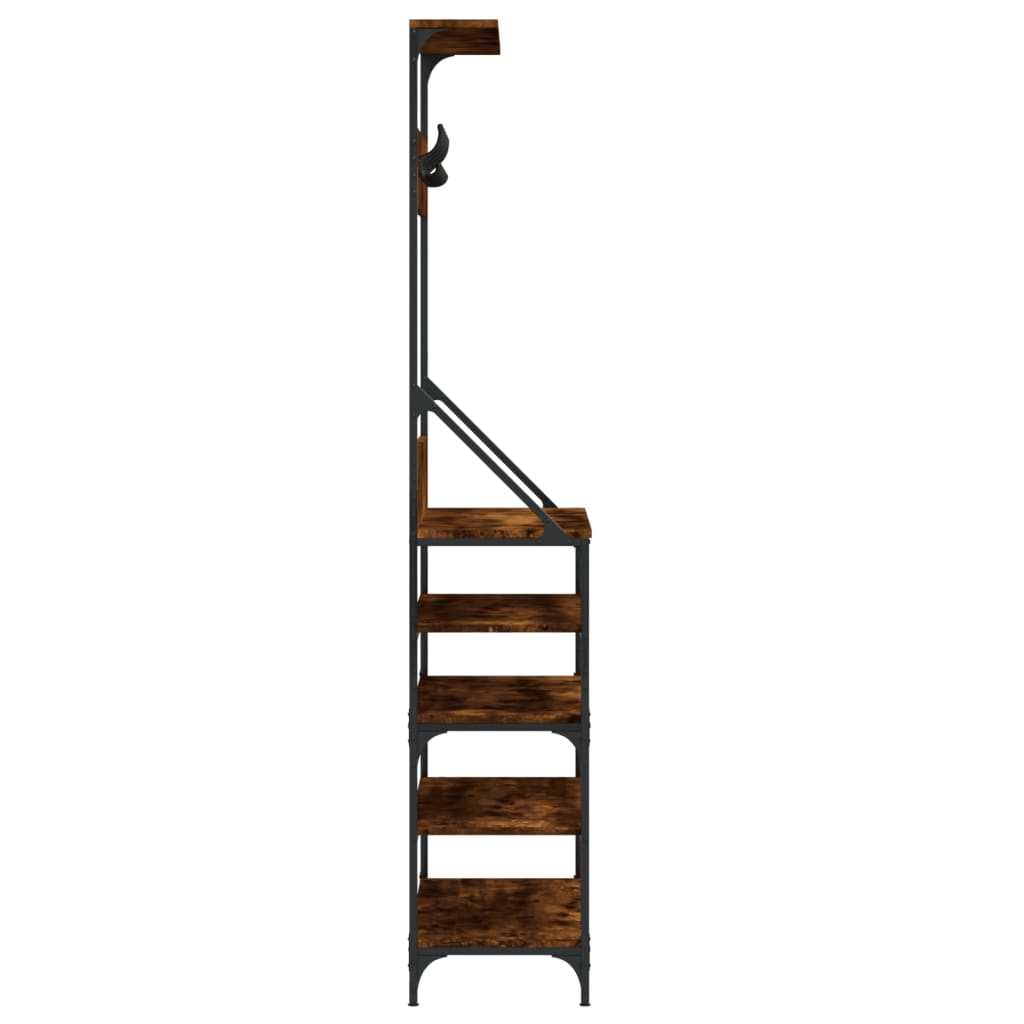 vidaXL Clothes Rack with Shoe Storage Smoked Oak 90x34x184 cm 5