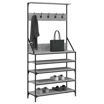 vidaXL Clothes Rack with Shoe Storage Grey Sonoma 90x34x184 cm 3