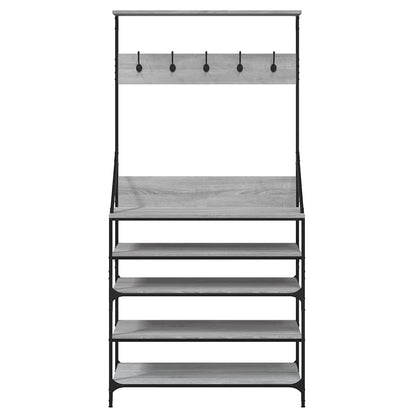 vidaXL Clothes Rack with Shoe Storage Grey Sonoma 90x34x184 cm 4