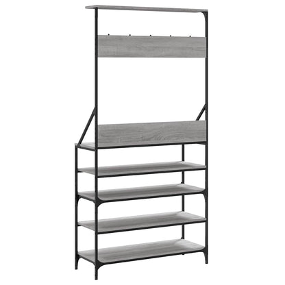 vidaXL Clothes Rack with Shoe Storage Grey Sonoma 90x34x184 cm 6
