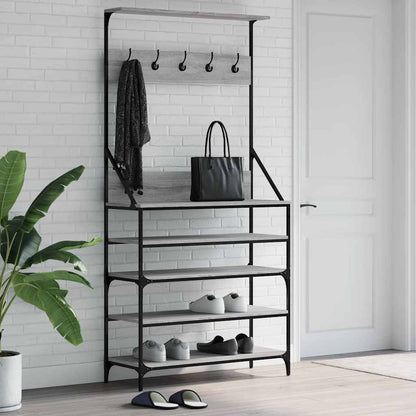 vidaXL Clothes Rack with Shoe Storage Grey Sonoma 90x34x184 cm 1