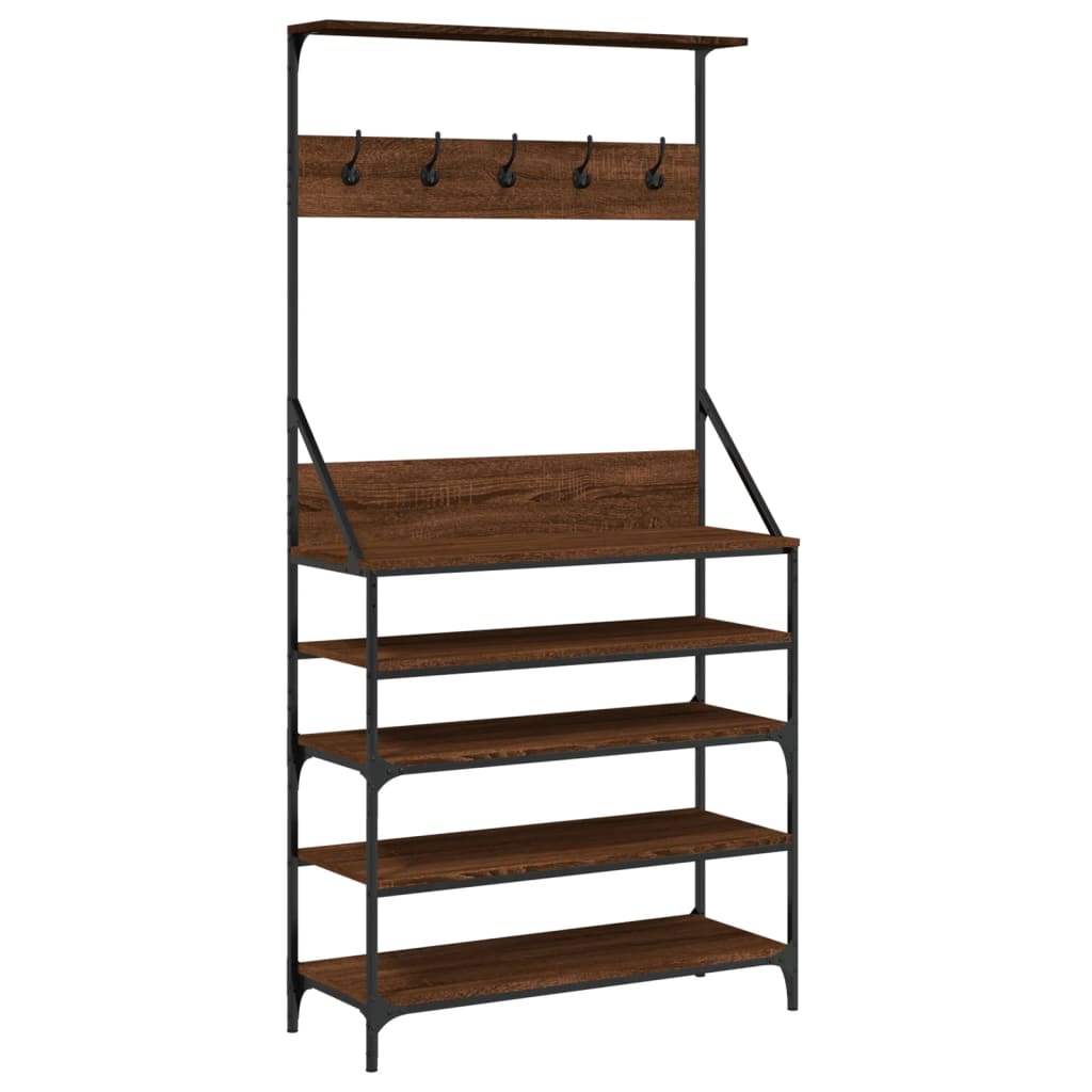 vidaXL Clothes Rack with Shoe Storage Brown Oak 90x34x184 cm 2