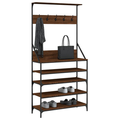 vidaXL Clothes Rack with Shoe Storage Brown Oak 90x34x184 cm 3