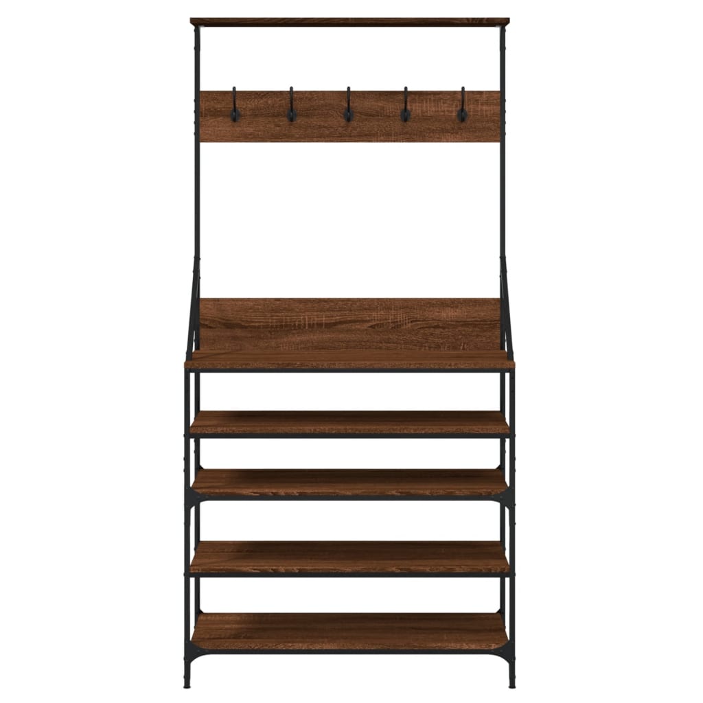 vidaXL Clothes Rack with Shoe Storage Brown Oak 90x34x184 cm 4