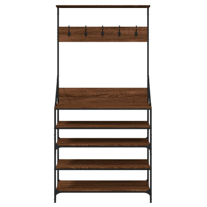 vidaXL Clothes Rack with Shoe Storage Brown Oak 90x34x184 cm 4