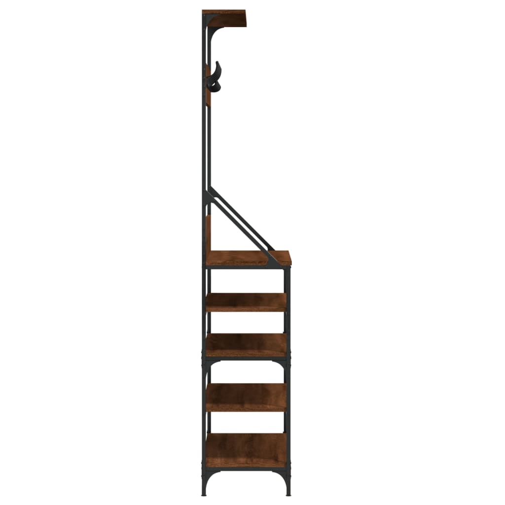 vidaXL Clothes Rack with Shoe Storage Brown Oak 90x34x184 cm 5