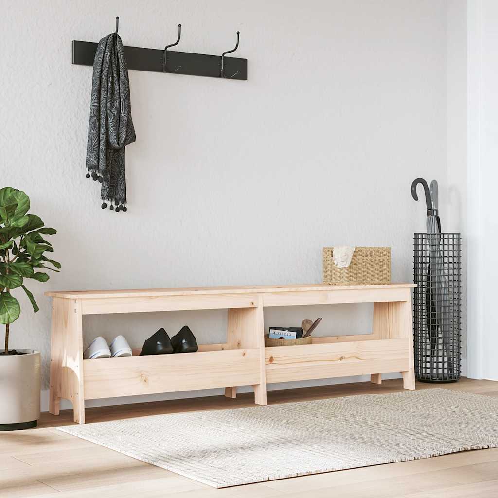 Hall Bench Solid Wood Pine Natural 160 x 28 x 45 cm