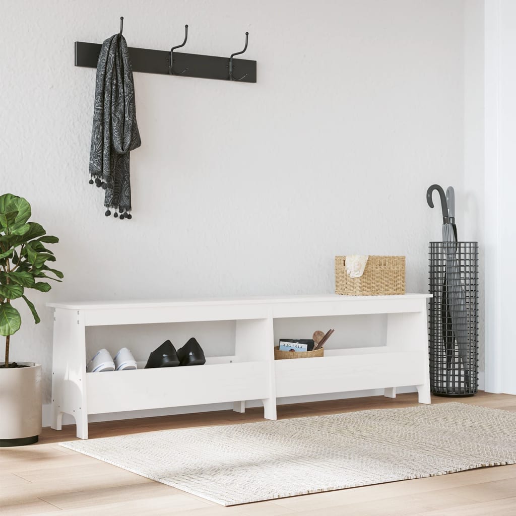 Hall Bench Solid Wood Pine White 160 x 28 x 45 cm
