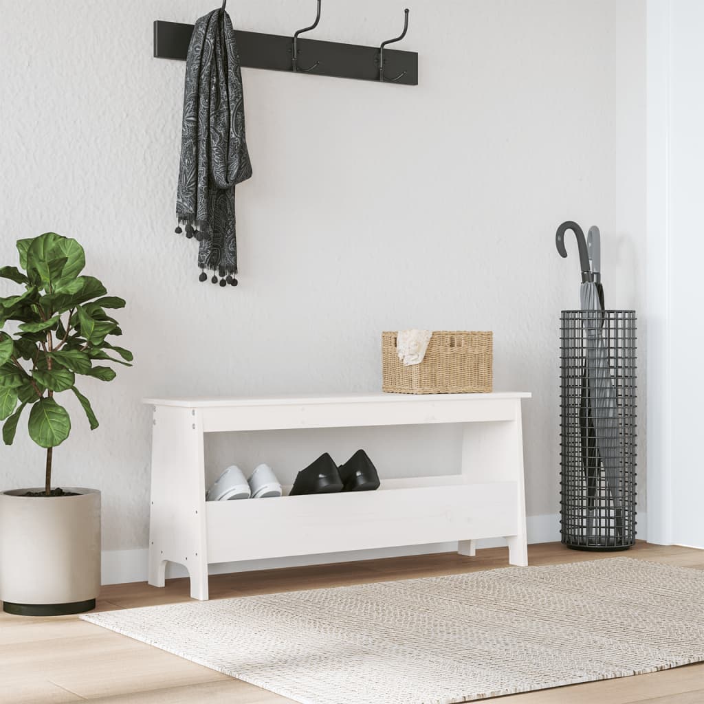 vidaXL Hall Bench White 100x28x45 cm Solid Wood Pine 1