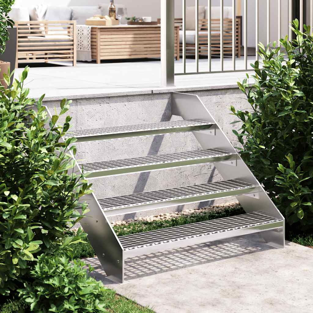vidaXL Grate Step | Silver | Galvanised Steel | 100 cm | Durable | Grate Step 1