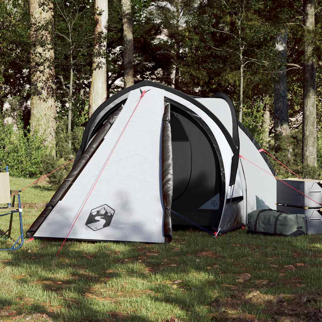 vidaXL Camping Tent Dome 2-Person White Blackout Fabric Waterproof 3