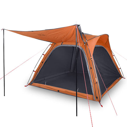 vidaXL Camping Tent 4-Person Grey and Orange Quick Release Waterproof 2