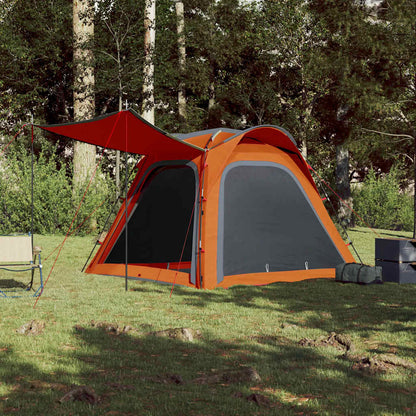 vidaXL Camping Tent 4-Person Grey and Orange Quick Release Waterproof 3