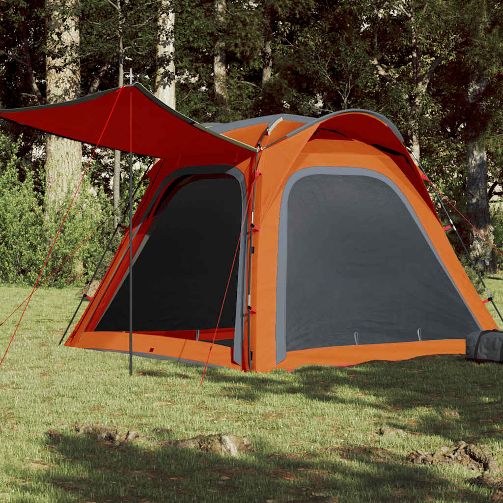 vidaXL Camping Tent 4-Person Grey and Orange Quick Release Waterproof 1