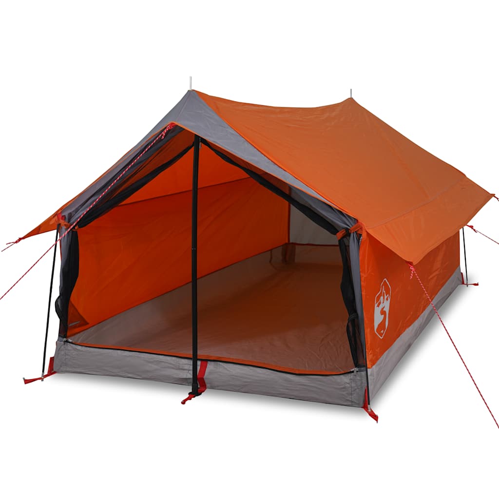 vidaXL Camping Tent 2-Person Grey and Orange Waterproof 2