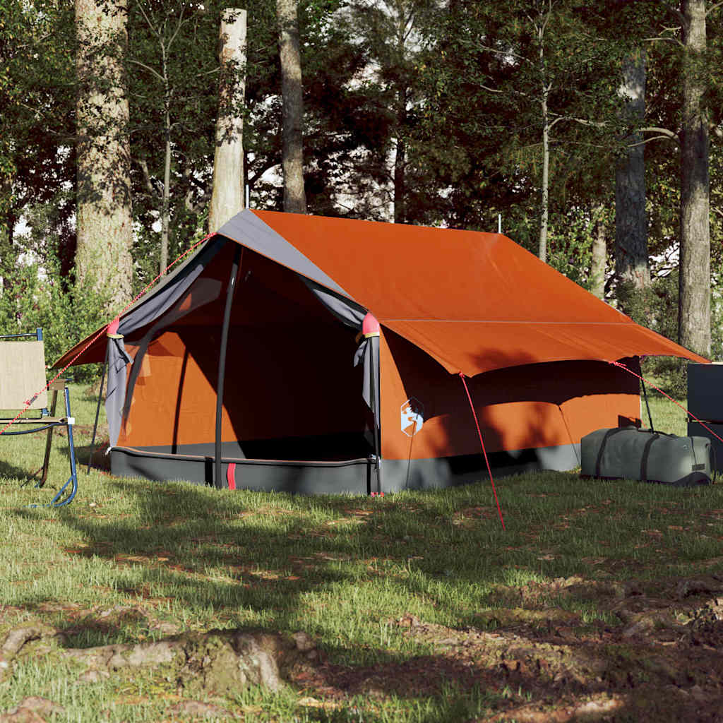 vidaXL Camping Tent 2-Person Grey and Orange Waterproof 3