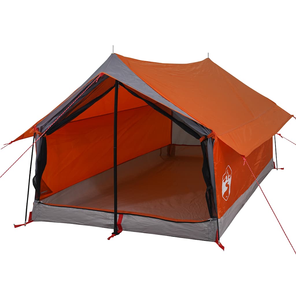 vidaXL Camping Tent 2-Person Grey and Orange Waterproof 4