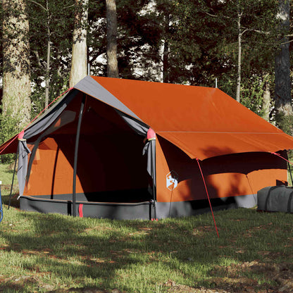 vidaXL Camping Tent 2-Person Grey and Orange Waterproof 1