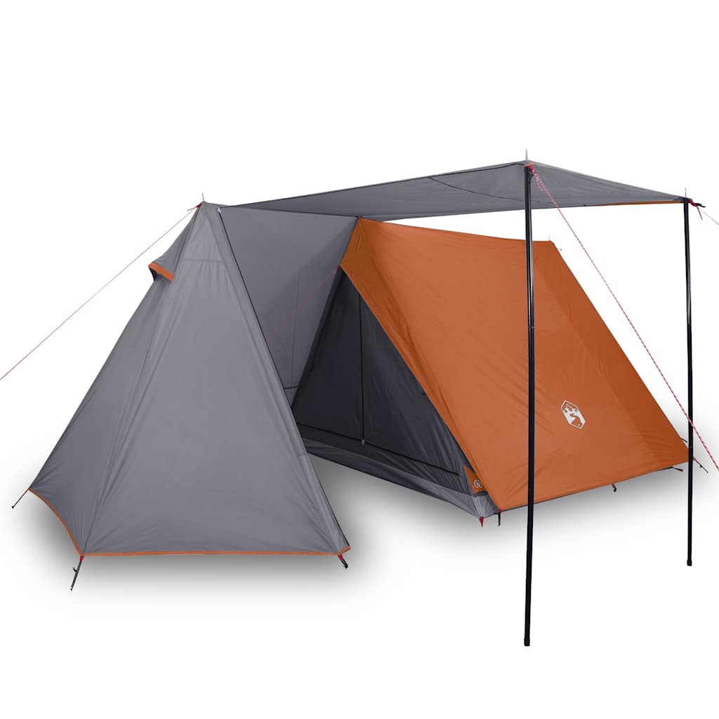 vidaXL Camping Tent 3-Person Grey and Orange Waterproof 2