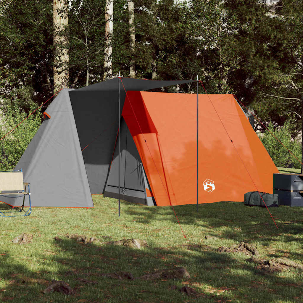 vidaXL Camping Tent 3-Person Grey and Orange Waterproof 3