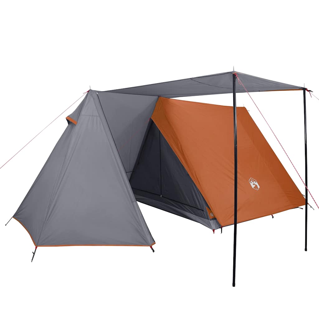 vidaXL Camping Tent 3-Person Grey and Orange Waterproof 4