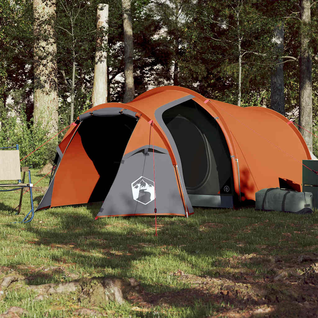 vidaXL Camping Tent Tunnel 2-Person Orange Waterproof 3