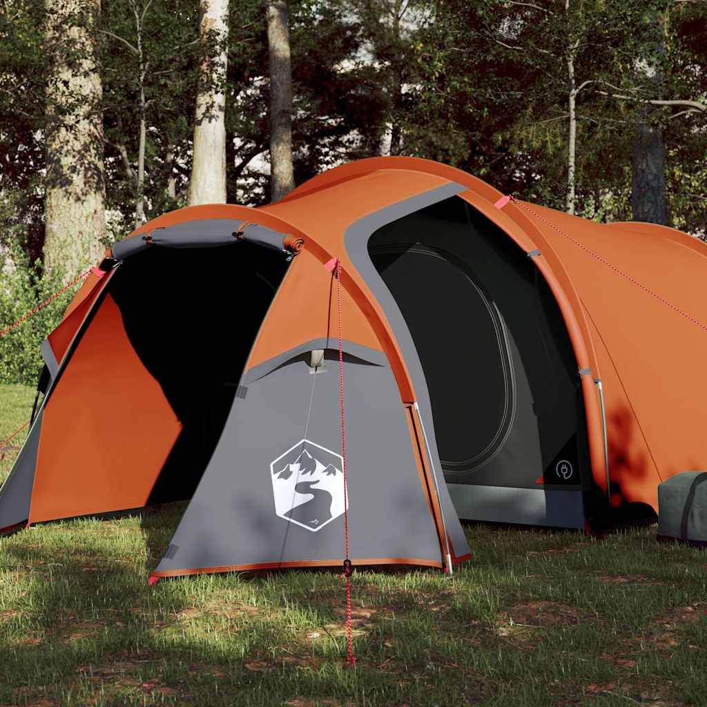 vidaXL Camping Tent Tunnel 2-Person Orange Waterproof 1